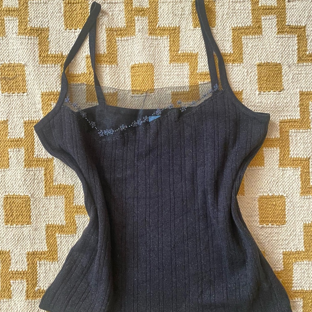 90s Silk Beaded Ribbed Tank